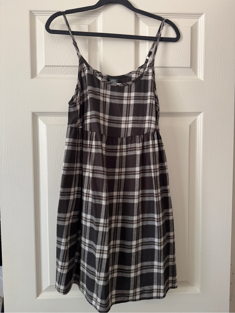 wild fable Black and White Plaid Spaghetti-Strap Dress